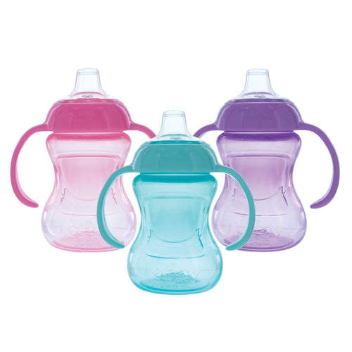 2-Handle Mini Grip N’ Sip Training Sippy Cup (3 Pack) | Pink/Aqua/Purple #392Z4