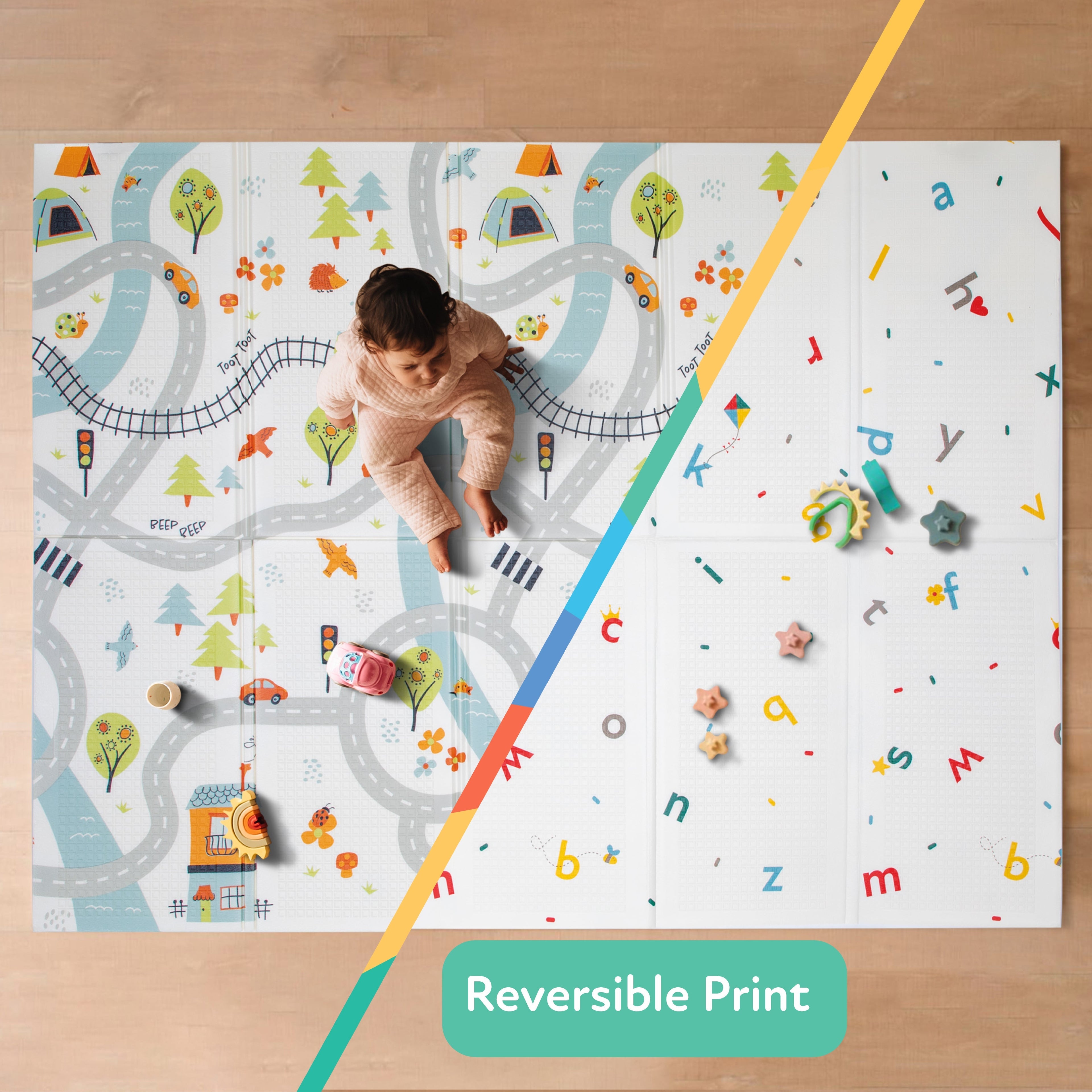 Reversible Floor Mat | Cars & Roads #09874