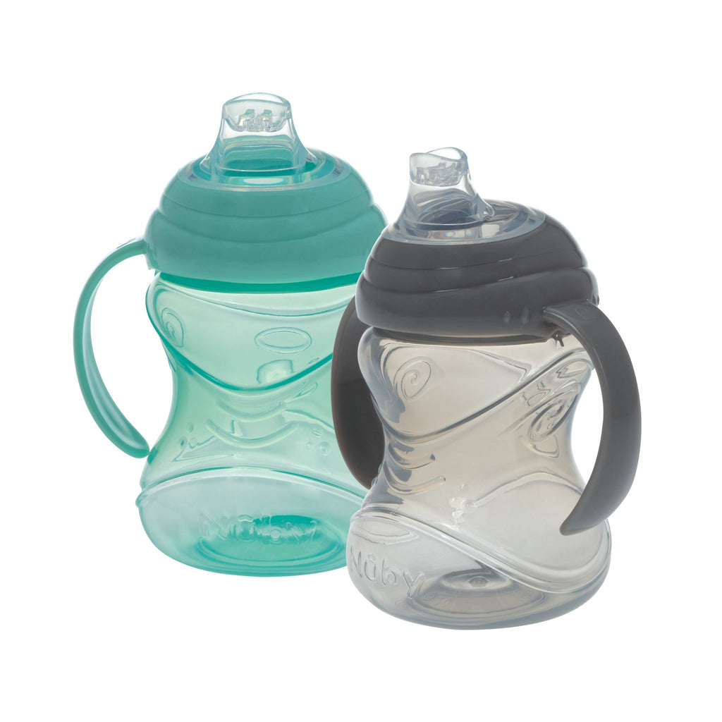 Clik-It Soft Spout Grip N' Sip Trainer Cup (2 Pack) | Aqua/Grey #2766K