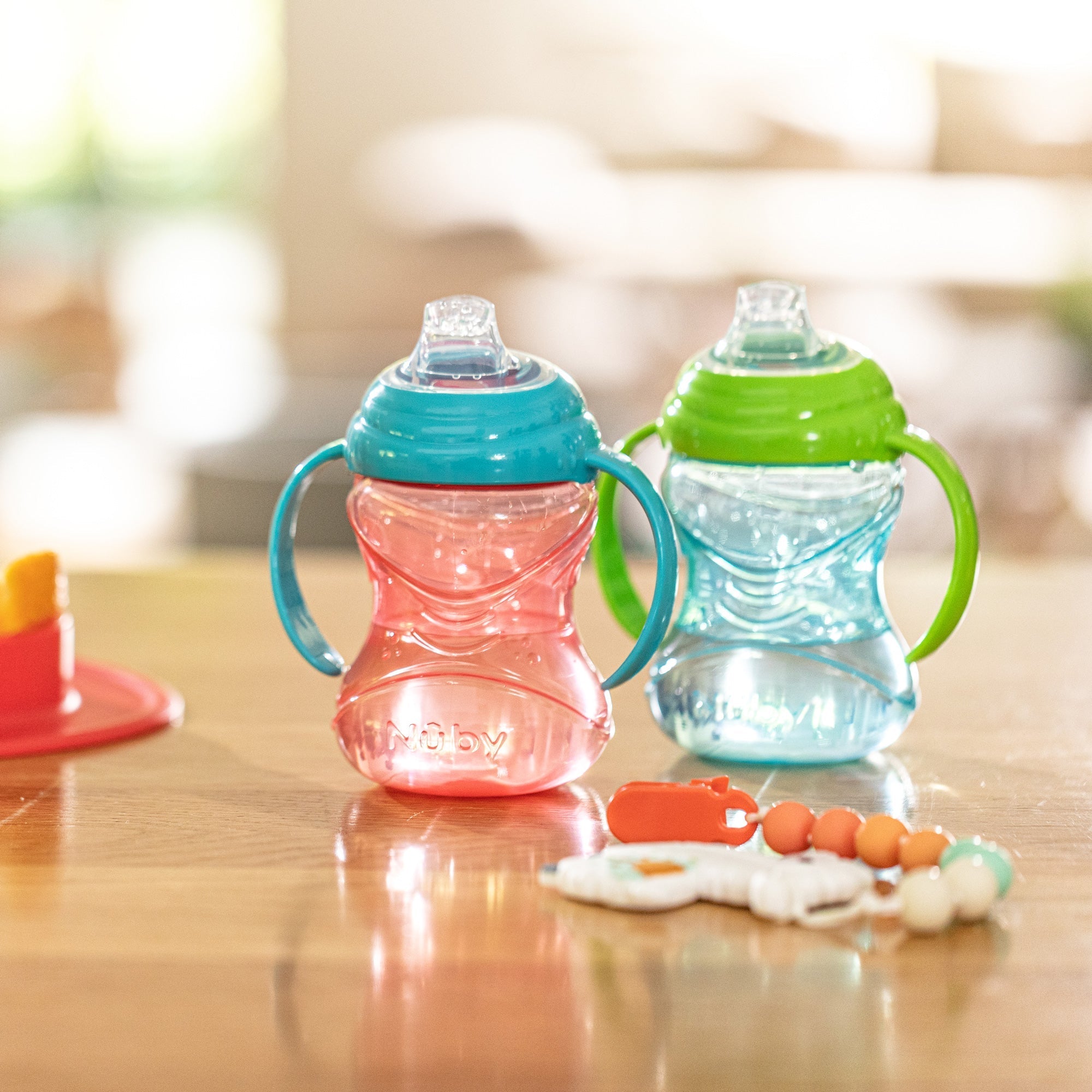 Clik-It Soft Spout Grip N' Sip Trainer Cup (2 Pack) | Blue/Green #277CY