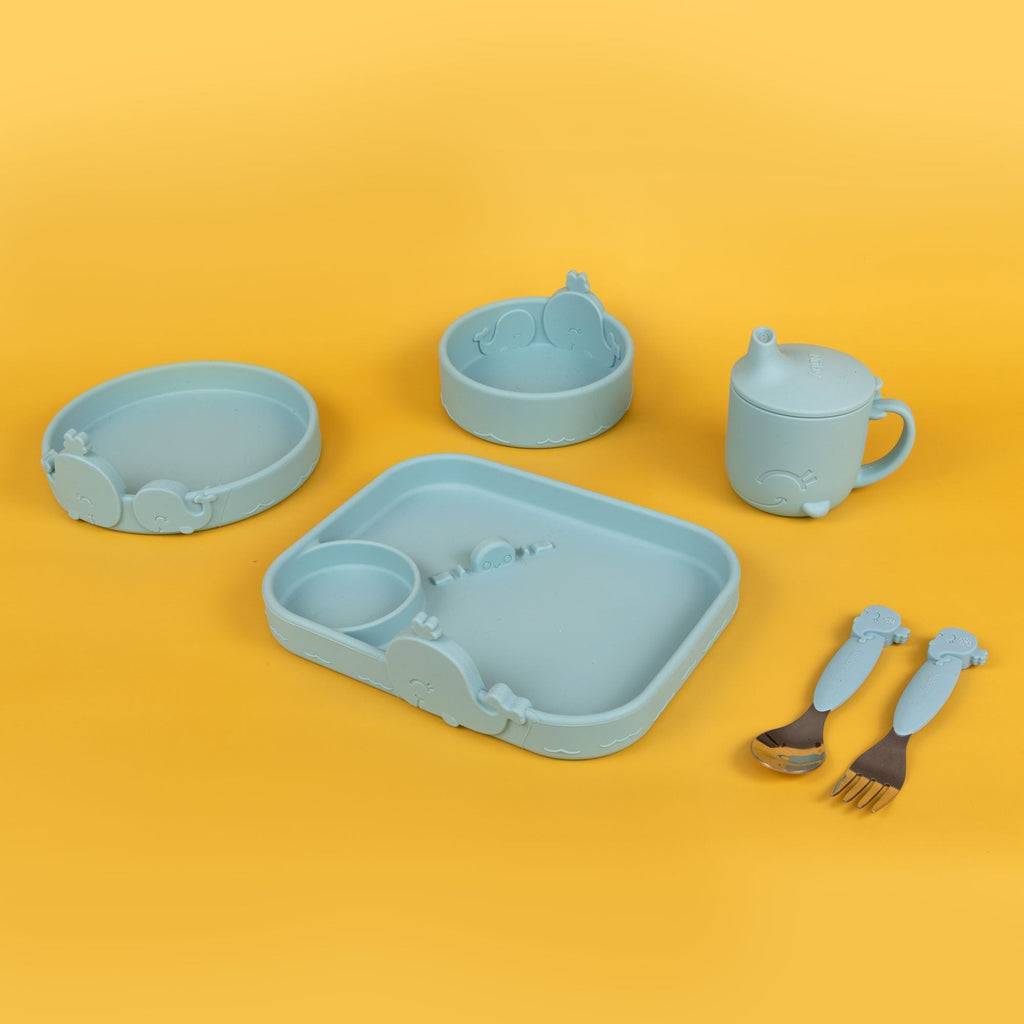 Animal Friends 6-Piece Dinnerware Set - Blue Whale #328GI