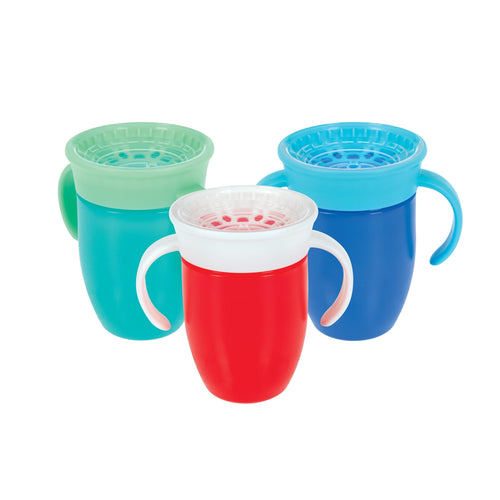 360 Wonder Cup with Handles (3 Pack - 7 oz) | Blue/Red/Aqua #342E6