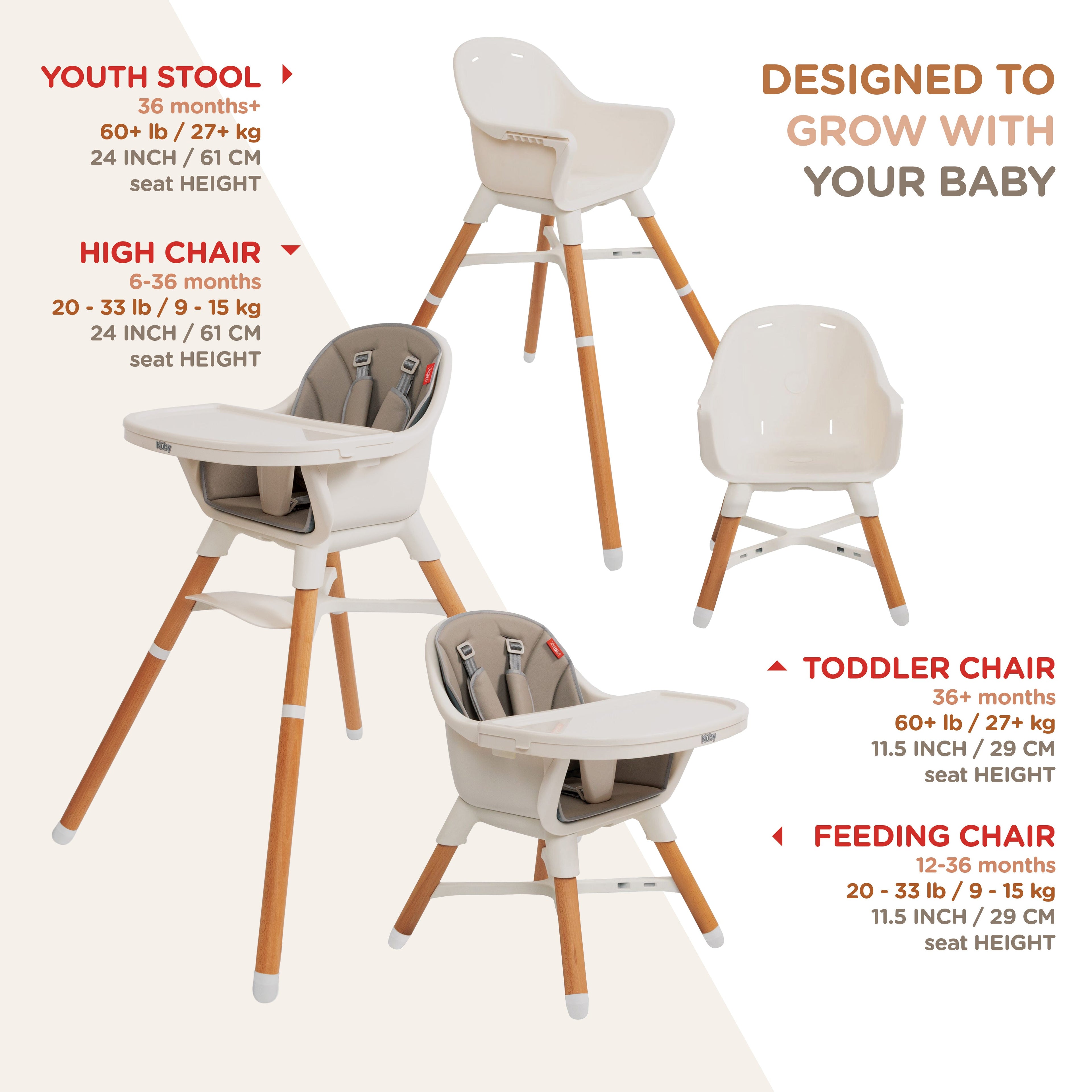 4-in-1 Multi-Use High Chair | Dark Beige #201IZ