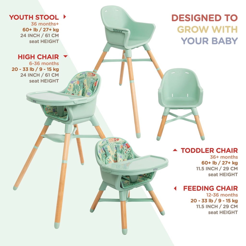 4-in-1 Multi-Use High Chair | Green Garden #19982