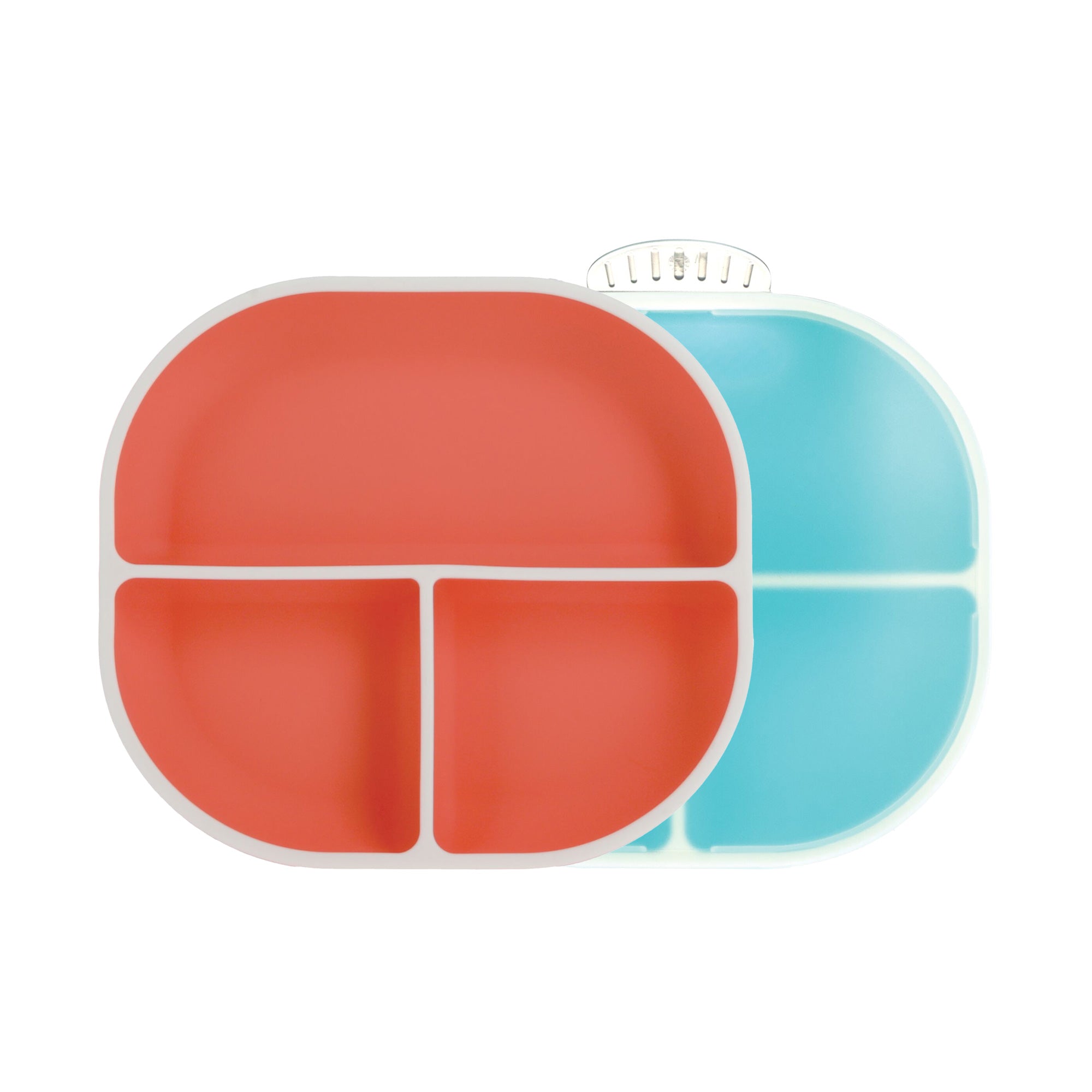 Rectangular Silicone Suction Plate (2 Pack) | Coral / Aqua #101S9