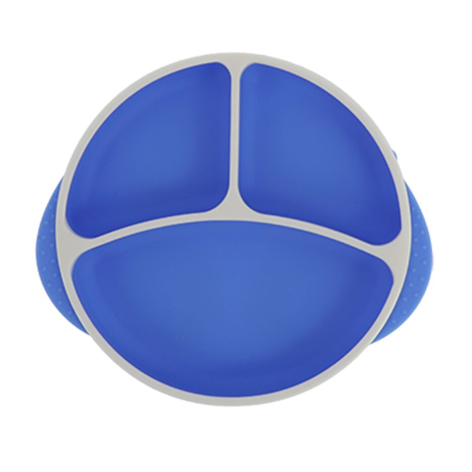 Round Silicone Suction Plate & Lid (2 Pack) | Blue / Yellow #092RN