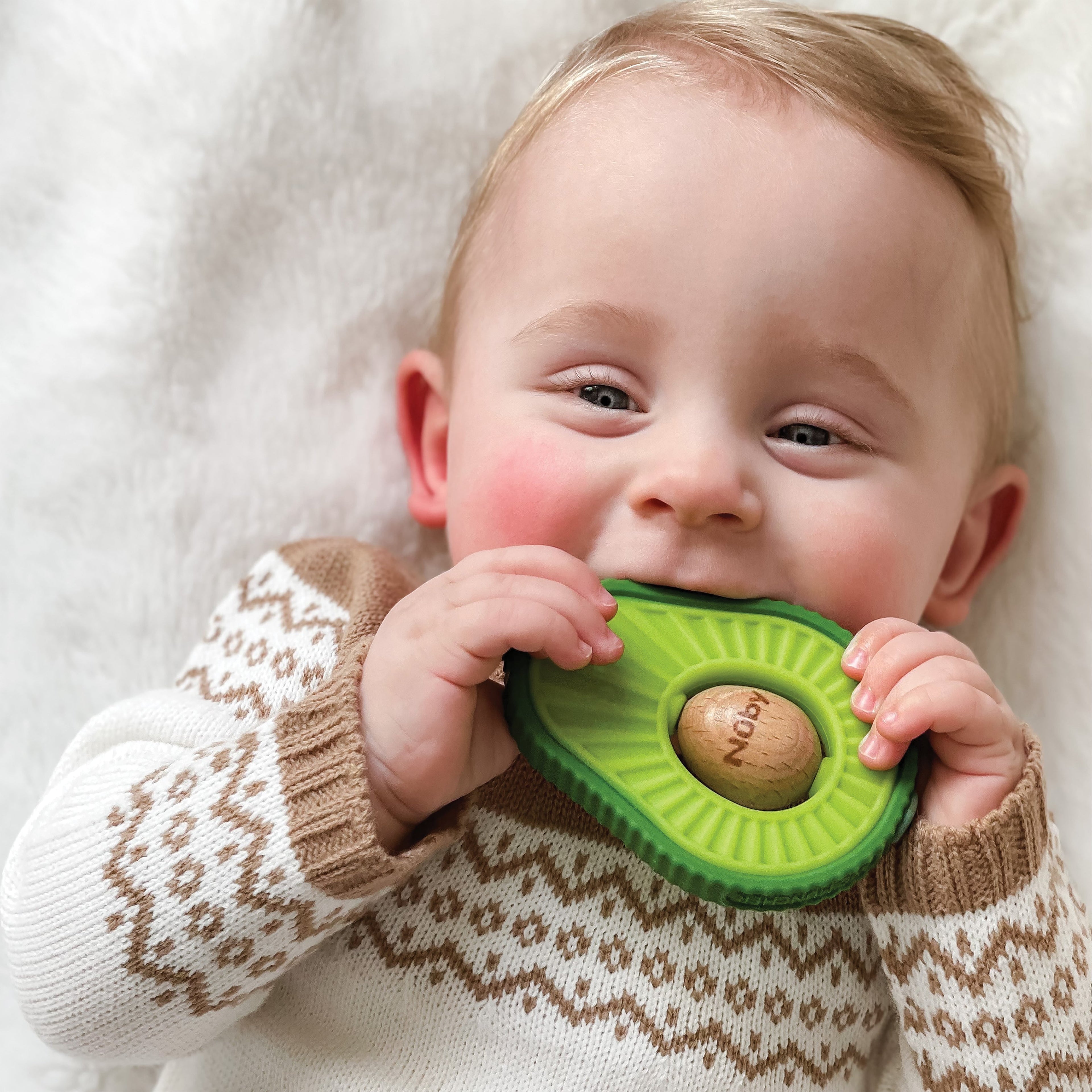 Avocado Muncher Wood and Silicone Teether #3227O